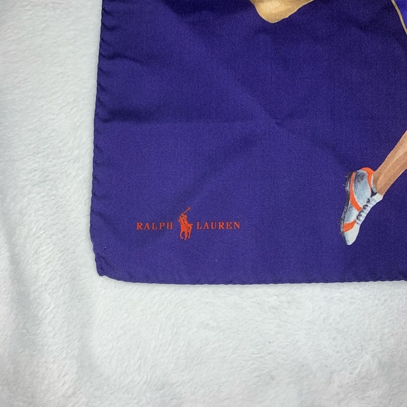 NWT Rare Hand Made 100% Silk Polo Ralph Lauren Marathon Sport Pocket Square - Picture 2 of 9